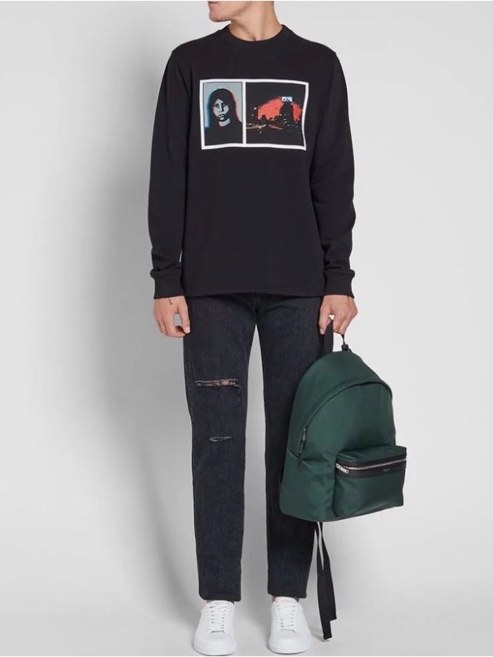 Givenchy Women Black and White Colombian Fit Crewneck Sweatshirt